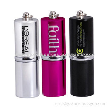 Metal Lipstick USB Flash Drive, with 64MB to 32GB Capacity, Waterproof, Dust-proof